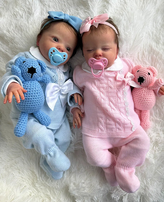 Reborn Muñecos Gemelos  Pablo y Alice | Niño y Niña | 56cm | 3.400 Kg